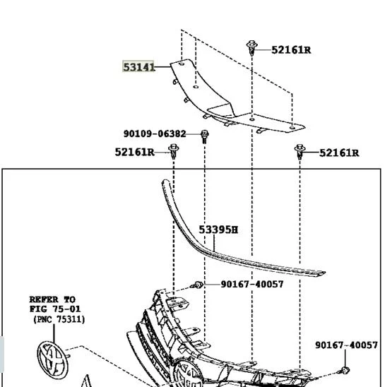 پلاستیک بالای جلوپنجره کرولا-2014-2015
