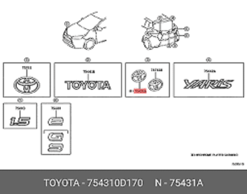 آرم بیضی درب صندوق یاریس هاچ بک-2015